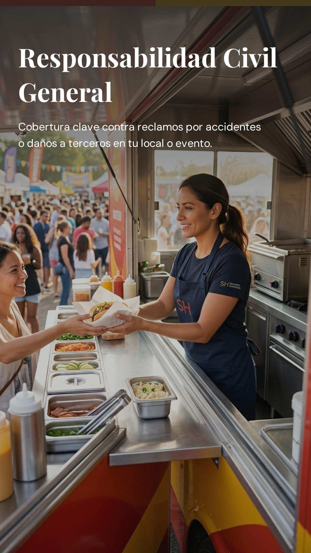 Vendedora hispana en food truck — Seguro de Negocio
